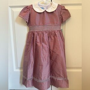 NWT Anavini silk smocked red gingham dress size 6